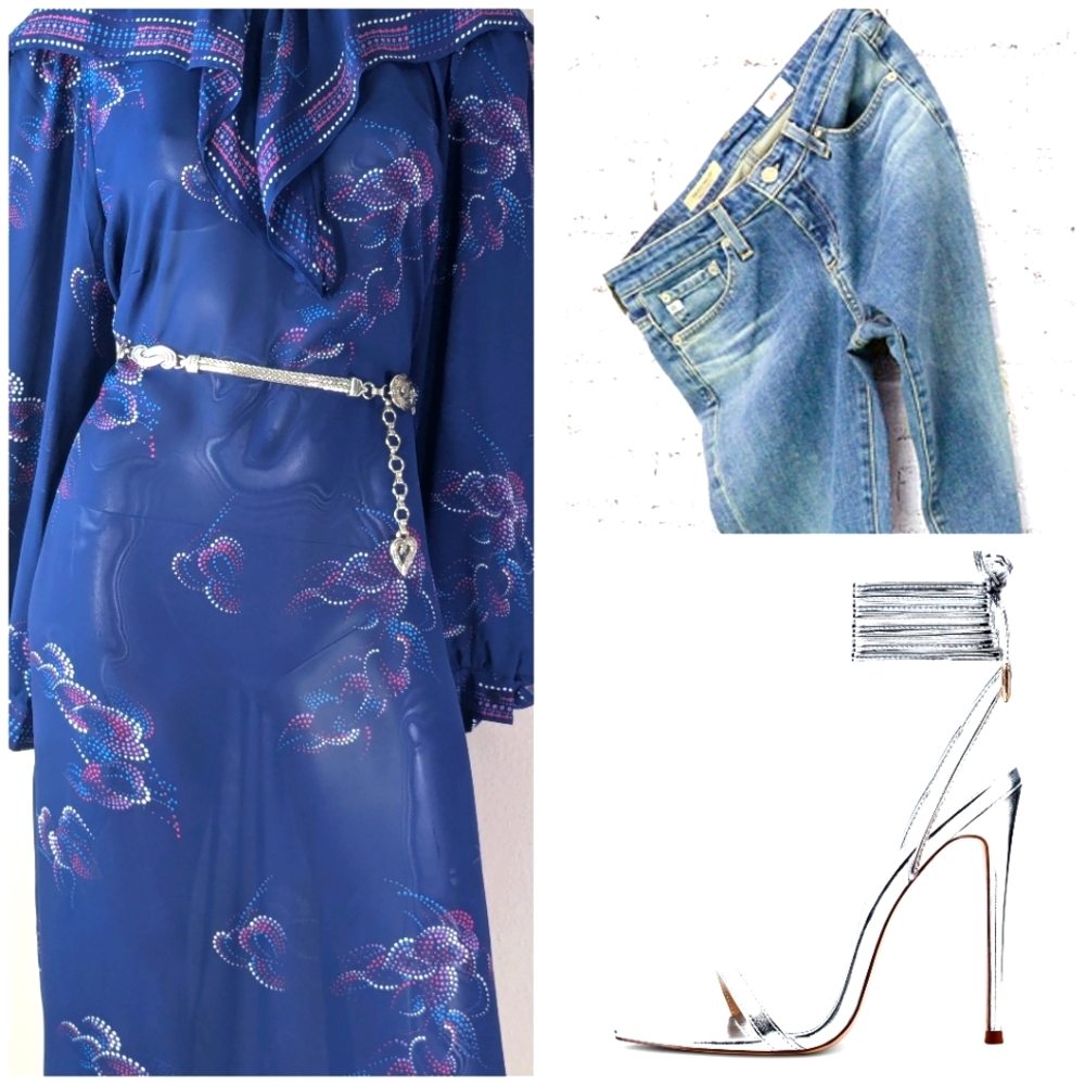 Vintage Sheer Abstract Print Shift Relaxed Bohemian Day Dress